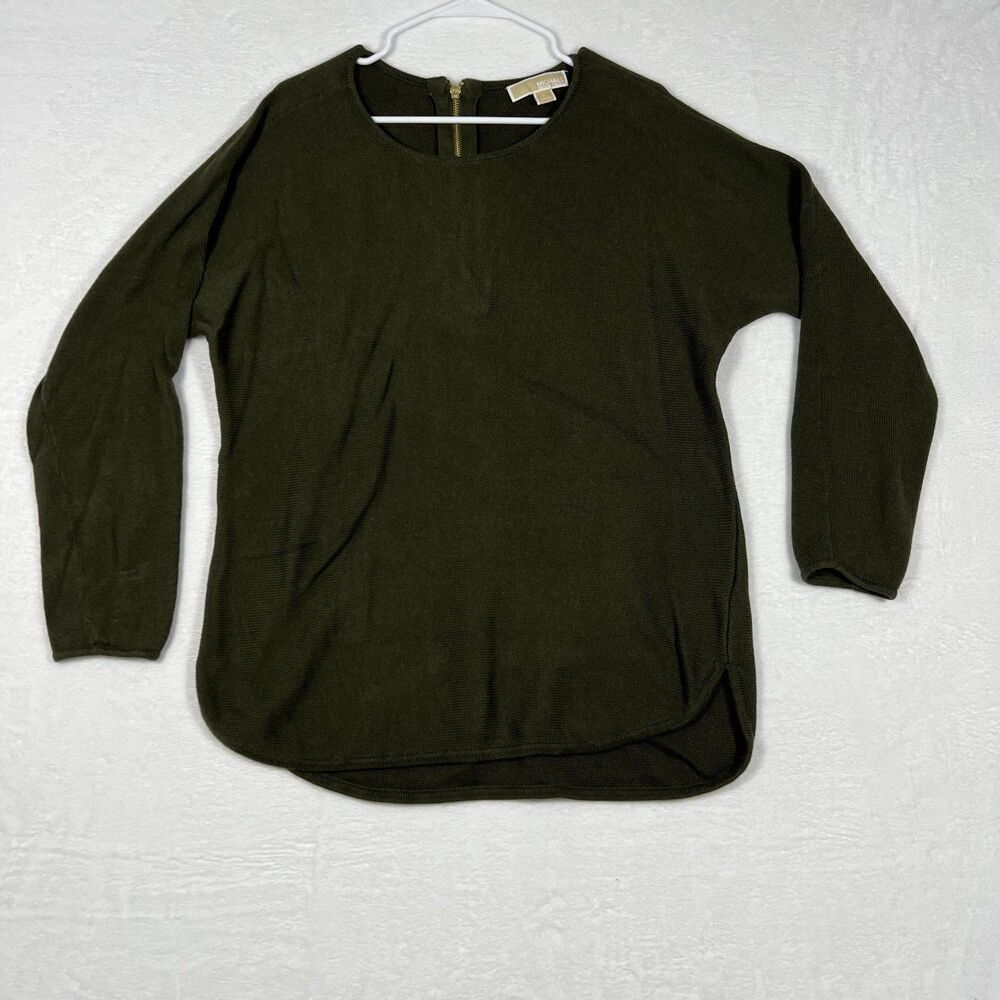 MICHAEL Michael Kors Women's Sweater Size XL Olive Green Knit Zip Back Dolman
